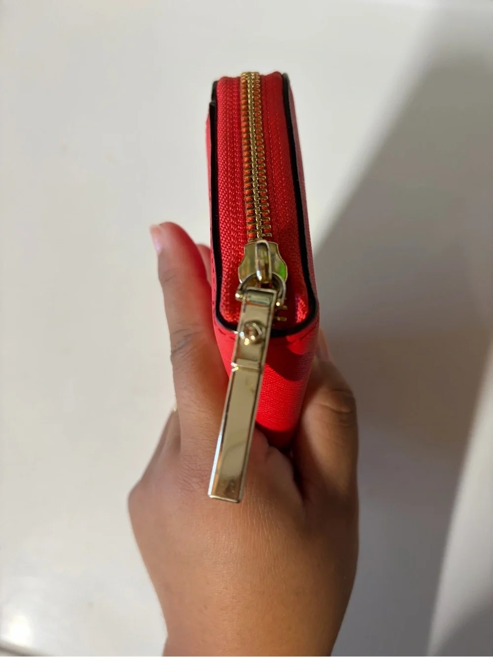 kate spade red zip-around leather continental wallet
